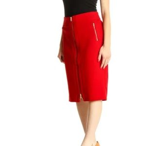 Red Zip Front Pencil Skirt EUC | Ann Taylor